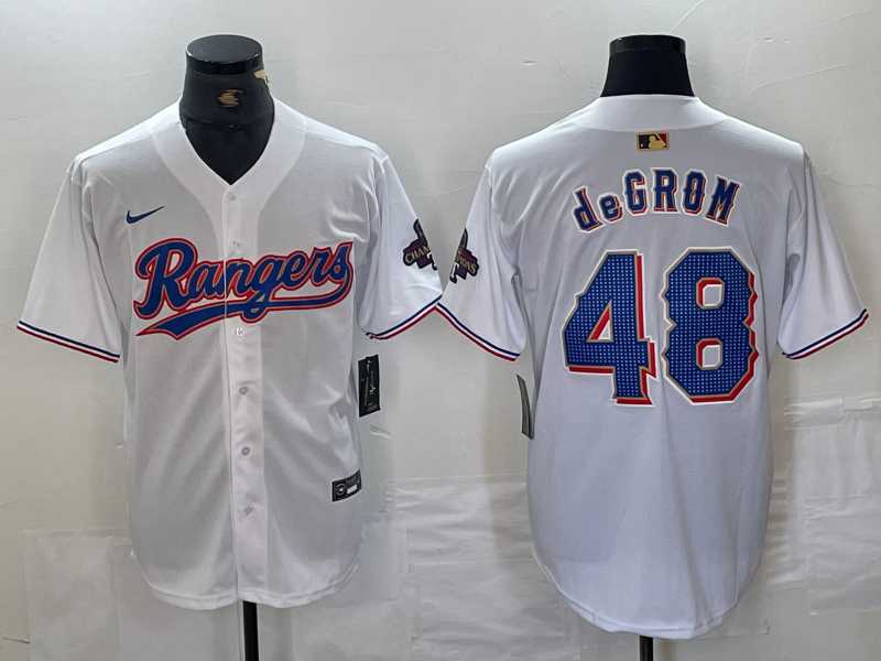 Men%27s Texas Rangers #48 Jacob deGrom White 2024 Gold Collection Limited Cool Base Jersey->texas rangers->MLB Jersey